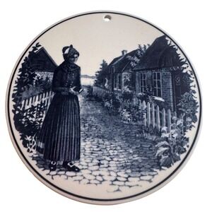 Royal Copenhagen Fano Plate Denmark Fajance Blue White Island Scene